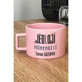 Hedizu Kişiye Özel Jeoloji Mühendisi Pastel Fincan Pembe Mühendisler Günü Hediyesi