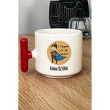 Hedizu Kişiye Özel Kadın Öğretmenler Günü Hediyesi Kupa Bardak T Kulplu Kırmızı