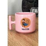 Hedizu Kişiye Özel Kadın Öğretmenler Günü Hediyesi Pastel T Kulplu Kupa Bardak Pembe