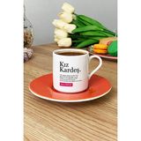 Hedizu Kişiye Özel Kız Kardeş Türk Kahvesi Fincanı Turuncu Arkadaşa Doğum Günü Hediyesi