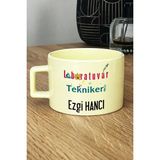 Hedizu Kişiye Özel Laboratuvar Teknikeri Pastel Fincan Sarı Tıp Bayramı Hediyeleri