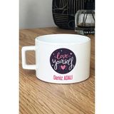 Hedizu Kişiye Özel Love Your Self Lüks Fincan Beyaz Motto Arkadaşa Hediye