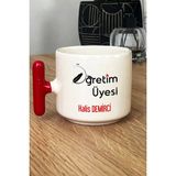 Hedizu Kişiye Özel Öğretim Üyesi Kupa Bardak T Kulplu Kırmızı Öğretmenler Günü Hediyesi