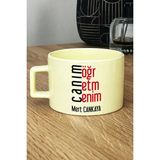 Hedizu Kişiye Özel Öğretmenler Günü Hediyesi Pastel Fincan Sarı Erkek Öğretmen