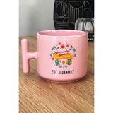 Hedizu Kişiye Özel Öğretmenler Günü Hediyesi Pastel T Kulplu Kupa Bardak Pembe