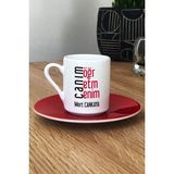 Hedizu Kişiye Özel Öğretmenler Günü Hediyesi Türk Kahvesi Fincanı Kırmızı Erkek Öğretmen