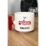 Hedizu Kişiye Özel Optisyen Kupa Bardak T Kulplu Kırmızı Isme Özel Tıp Bayramı Hediyeleri