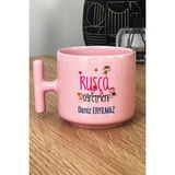 Hedizu Kişiye Özel Rusça Öğretmeni Pastel T Kulplu Kupa Bardak Pembe Öğretmenler Günü Hediyesi