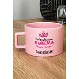 Hedizu Kişiye Özel Seni Seviyorum Annem Pastel Fincan Pembe Anneye Doğum Günü Hediyesi