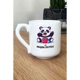 Hedizu Kişiye Özel Sevimli Panda Kupa Bardak Oval Arkadaşa Doğum Günü Hediyesi - Beyaz