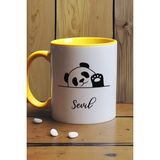 Hedizu Kişiye Özel Sevimli Panda Kupa Bardak Sarı Pandalı Hediye