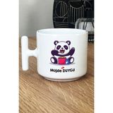 Hedizu Kişiye Özel Sevimli Panda Kupa Bardak T Kulplu Beyaz Arkadaşa Doğum Günü Hediyesi