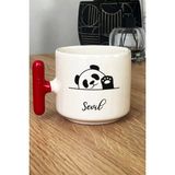 Hedizu Kişiye Özel Sevimli Panda Kupa Bardak T Kulplu Kırmızı Pandalı Hediye