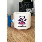 Hedizu Kişiye Özel Sevimli Panda Kupa Bardak T Kulplu Mavi Arkadaşa Doğum Günü Hediyesi