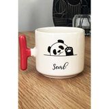 Hedizu Kişiye Özel Sevimli Panda Kupa Bardak T Kulplu Pembe Pandalı Hediye