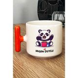 Hedizu Kişiye Özel Sevimli Panda Kupa Bardak T Kulplu Turuncu Arkadaşa Doğum Günü Hediyesi