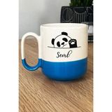 Hedizu Kişiye Özel Sevimli Panda Pro Kupa Bardak Mavi Pandalı Hediye