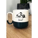 Hedizu Kişiye Özel Sevimli Panda Pro Kupa Bardak Siyah Pandalı Hediye