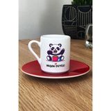 Hedizu Kişiye Özel Sevimli Panda Türk Kahvesi Fincanı Kırmızı Arkadaşa Doğum Günü Hediyesi