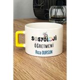 Hedizu Kişiye Özel Sosyoloji Öğretmeni Lüks Fincan Sarı Öğretmenler Günü Hediyesi