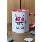 Hedizu Kişiye Özel Tarih Öğretmeni Kupa Bardak Pembe Öğretmenler Günü Hediyeleri
