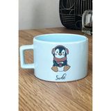 Hedizu Kişiye Özel Tatlı Penguen Pastel Fincan Mavi Arkadaşa Doğum Günü Hediyesi
