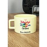 Hedizu Kişiye Özel Teknoloji ve Tasarım Öğretmeni Pastel Fincan Sarı