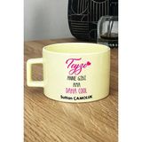 Hedizu Kişiye Özel Teyze Daha Cool Pastel Fincan Sarı Anneler Günü Hediyesi