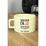 Hedizu Kişiye Özel Teyzeye Hediye Pastel Fincan Sarı Teyzeye Doğum Günü Hediyesi