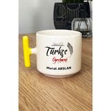 Hedizu Kişiye Özel Türkçe Öğretmeni -2- Kupa Bardak T Kulplu Sarı Öğretmenler Günü Hediyesi