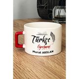 Hedizu Kişiye Özel Türkçe Öğretmeni -2- Lüks Fincan Kırmızı Öğretmenler Günü Hediyesi