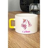 Hedizu Kişiye Özel Unicorn -3- Lüks Fincan Sarı Arkadaşa Kardeşe Hediye