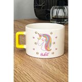 Hedizu Kişiye Özel Unicorn Lüks Fincan Sarı Kız Çocuğa Doğum Günü Hediyesi