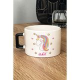 Hedizu Kişiye Özel Unicorn Lüks Fincan Siyah Kız Çocuğa Doğum Günü Hediyesi
