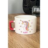 Hedizu Kişiye Özel Unicorn Lüks Fincan Turuncu Kız Çocuğa Doğum Günü Hediyesi