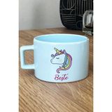 Hedizu Kişiye Özel Unicorn Pastel Fincan Mavi Arkadaşa Doğum Günü Hediyesi