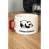 Hedizu Kişiye Özel Uykucu Panda Lüks Fincan Kırmızı Arkadaşa Doğum Günü Hediyesi