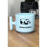 Hedizu Kişiye Özel Uykucu Panda Pastel T Kulplu Kupa Bardak Mavi Arkadaşa Doğum Günü Hediyesi
