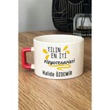 Hedizu Kişiye Özel Yılın En Iyi Fizyoterapisti Lüks Fincan Turuncu Tıp Bayramı Hediyesi