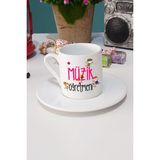 Hedizu Müzik Öğretmeni Hediye Türk Kahvesi Fincanı Beyaz - 1 Adet - 70 ml