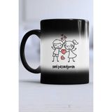 Hedizu Seni Çok Seviyorum Sevgiliye Hediye Kupa Bardak Sihirli - Siyah