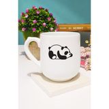 Hedizu Uykucu Panda Kupa Bardak Oval - 1 Adet - 300 ml - Beyaz