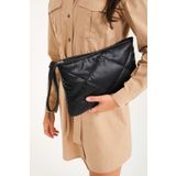 Hedwig Design Kadın Siyah Yumuşak Deri Kapitone Clutch / Portföy Çanta