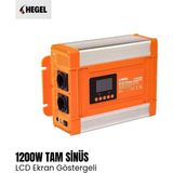 Hegel Tam Sinüs Inverter 1200W LCD Göstergeli - 12V