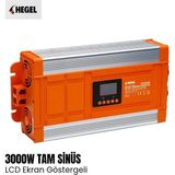 Hegel Tam Sinüs Inverter 3000W LCD Göstergeli - 12V