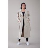 Heggo Rose Kadın Krem Oversize Trençkot