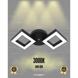 Hegza Lighting Alato (Siyah Kasa, Sarı Işık) Ledli Modern Plafonyer LED Avize Salon Mutfak Oturma Odası Yatak Odası Antre Hol LED