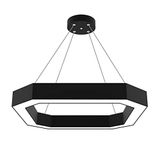Hegza Lighting BAGEL Ayarlanabilir Sarkıt LEDli Modern Siyah Led Avize (6500K (Beyaz Işık))