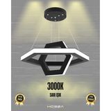 Hegza Lighting Ciclo (Siyah Kasa, Sarı Işık) Ledli Modern Sarkıt Linear LED Avize Salon Mutfak Oturma Odası Yatak Odası Antre Hol LED