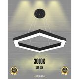 Hegza Lighting Cometa (Siyah Kasa, Sarı Işık) Ledli Modern Sarkıt Linear LED Avize Salon Mutfak Oturma Odası Yatak Odası Antre Hol LED